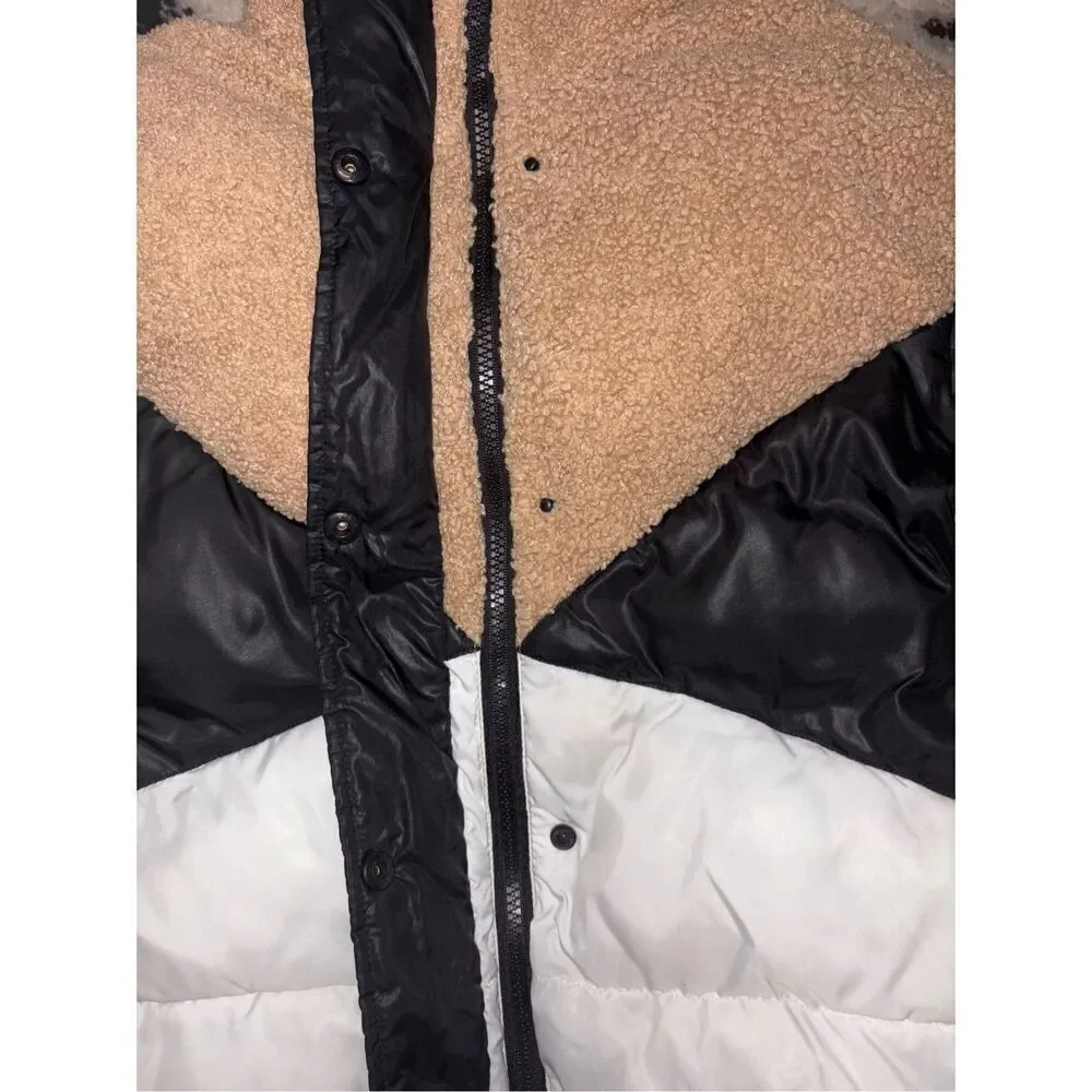 Sam Edelman Faux Sherpa Colorblock Puffer Jacket